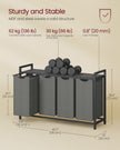 Laundry Sorter – Fabric – Ink Black and Slate Grey – 4-Compartment with Pull-Out Bags and Storage Shelf