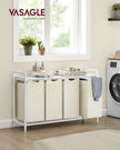 Laundry Basket – Fabric – Cream White – 4 Pull-Out Bags with 40L Capacity Each