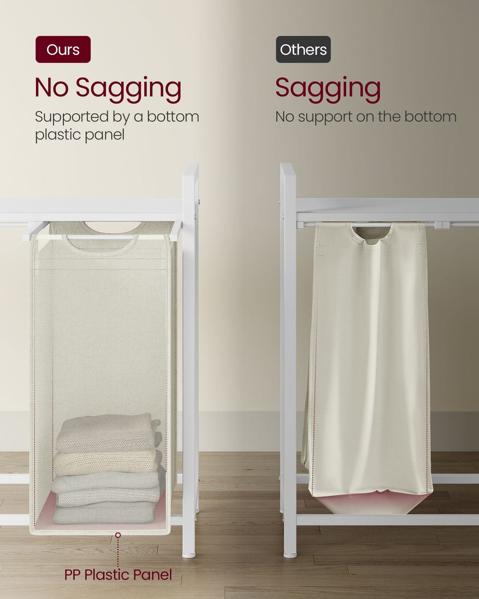 Laundry Basket – Fabric – Cream White – 4 Pull-Out Bags with 40L Capacity Each