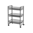 Storage Cart – Metal – Grey – 3-Tier with Wire Baskets for Kitchen and Bathroom