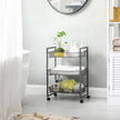 Storage Cart – Metal – Grey – 3-Tier with Wire Baskets for Kitchen and Bathroom