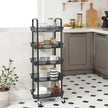 5-Tier Metal Storage Cart – Black – Rolling Utility Trolley with Handles and Brakes