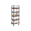 5-Tier Metal Storage Cart – Black – Rolling Utility Trolley with Handles and Brakes
