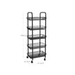 5-Tier Metal Storage Cart – Black – Rolling Utility Trolley with Handles and Brakes
