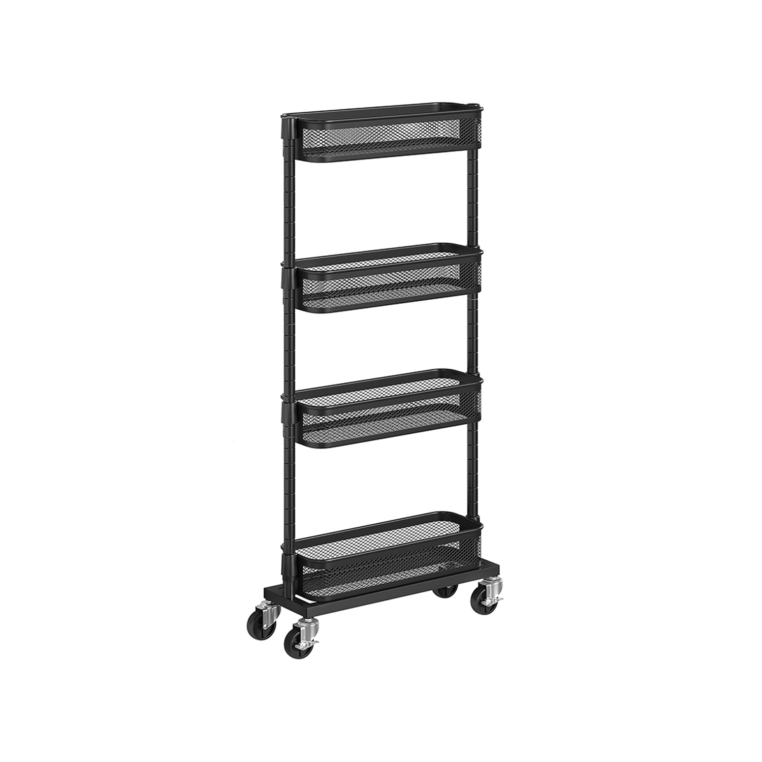 Slide-Out Household Trolley – Metal – Ink Black – Space Saving with 4 Wire Baskets