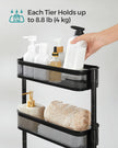 Slide-Out Household Trolley – Metal – Ink Black – Space Saving with 4 Wire Baskets