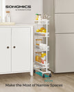 Slide-Out Trolley – Metal – Cloud White – Space Saving with 4 Wire Baskets