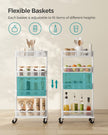 Slide-Out Trolley – Metal – Cloud White – Space Saving with 4 Wire Baskets