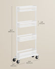 Slide-Out Trolley – Metal – Cloud White – Space Saving with 4 Wire Baskets