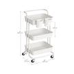 Storage Trolley – Steel Frame and Plastic Baskets – Black – 3-Tier with Handle and Organisers