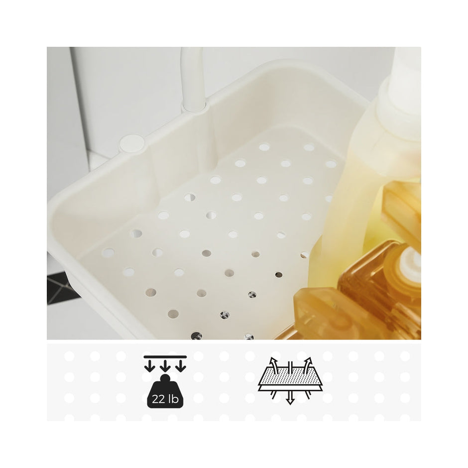 Storage Trolley – Steel Frame and Plastic Baskets – Black – 3-Tier with Handle and Organisers