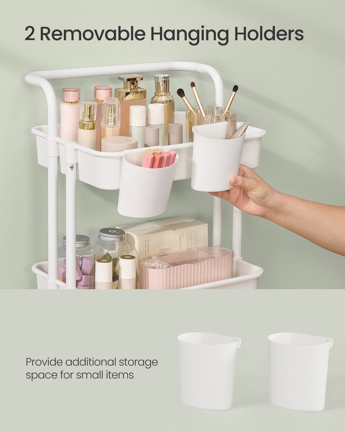 4-Tier Storage Trolley – Steel Frame – Black – Utility Cart with Handle and Organisers