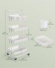 4-Tier Storage Trolley – Steel Frame – Black – Utility Cart with Handle and Organisers