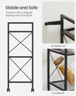 3-Tier Metal Shelving Unit – Metal – Ink Black – Mobile with X Side Frames