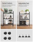 3-Tier Metal Shelving Unit – Metal – Ink Black – Mobile with X Side Frames