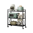 3-Tier Metal Shelving Unit – Metal – Ink Black – Mesh Storage Rack with Wheels