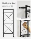 3-Tier Metal Shelving Unit – Metal – Ink Black – Mesh Storage Rack with Wheels