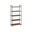 5-Tier Storage Rack – Wood and Metal – Rustic Brown and Ink Black – Adjustable Shelves