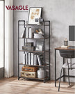 5-Tier Storage Rack – Wood and Metal – Rustic Brown and Ink Black – Adjustable Shelves