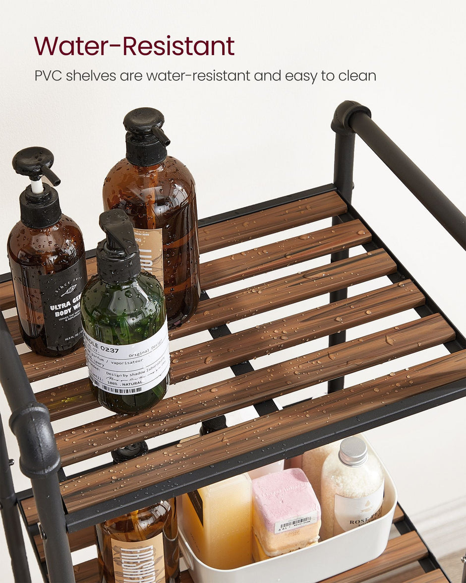 5-Tier Storage Rack – Wood and Metal – Rustic Brown and Ink Black – Adjustable Shelves