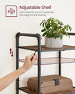 5-Tier Storage Rack – Wood and Metal – Rustic Brown and Ink Black – Adjustable Shelves
