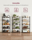 5-Tier Storage Rack – Wood and Metal – Rustic Brown and Ink Black – Adjustable Shelves