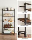 5-Tier Storage Rack – Wood and Metal – Rustic Brown and Ink Black – Adjustable Shelves