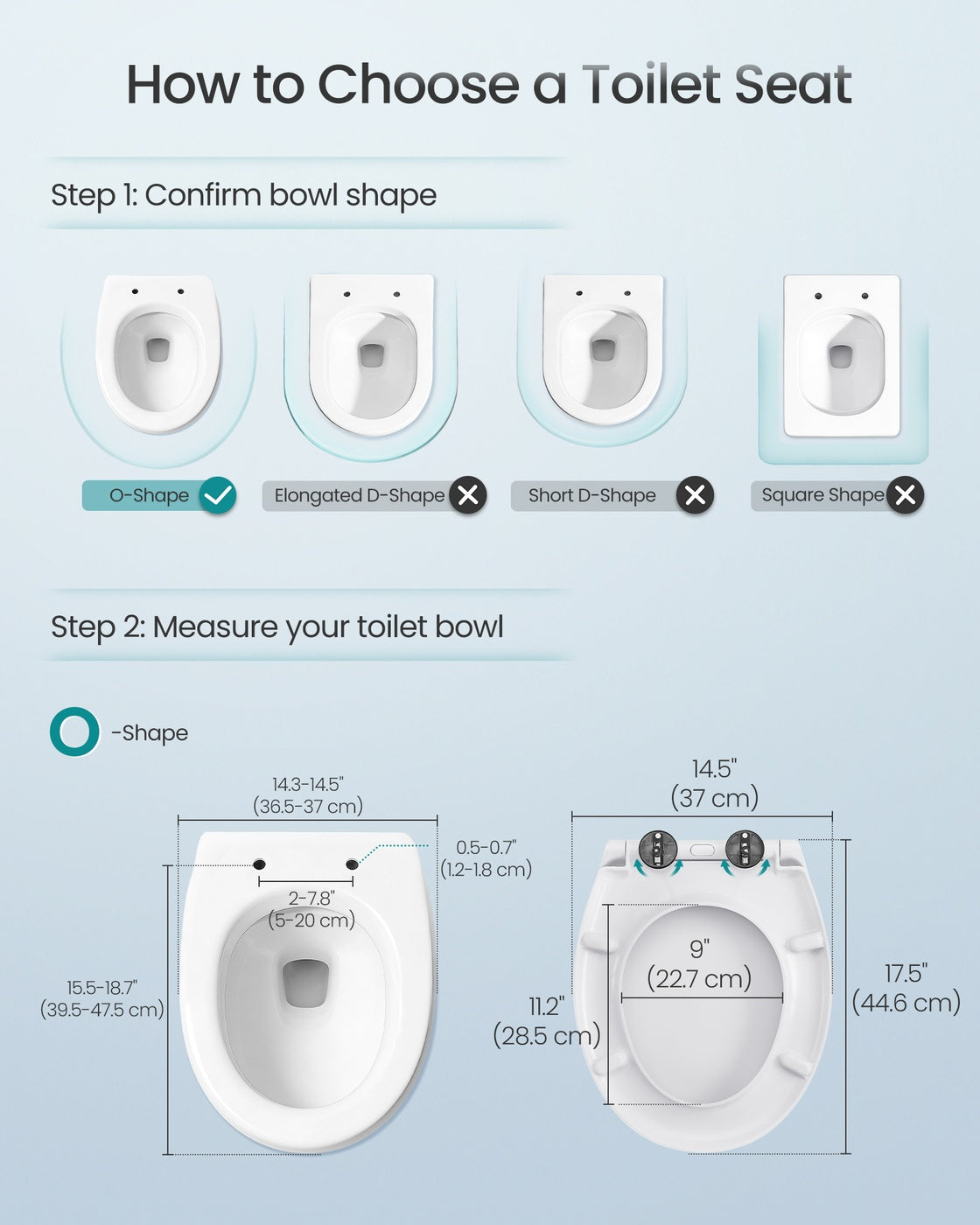 O-Shaped Heavy-Duty Toilet Seat - 17.5L - Duroplast - Soft Close - Quick-Release