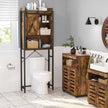 Bathroom Organizer Rack – Steel – Rustic Brown and Black – Over-the-Toilet Storage with Small Cabinet