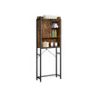 Bathroom Organizer Rack – Steel – Rustic Brown and Black – Over-the-Toilet Storage with Small Cabinet