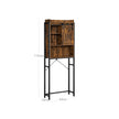 Bathroom Organizer Rack – Steel – Rustic Brown and Black – Over-the-Toilet Storage with Small Cabinet