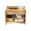 File Organizer – Bamboo – Natural Grain – 5 Adjustable Shelves with Top Storage Compartments