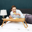 Foldable Laptop Desk – Bamboo – Natural Finish – Height Adjustable with Tilting Angles and Drawer