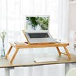 Foldable Laptop Desk – Bamboo – Natural Finish – Height Adjustable with Tilting Angles and Drawer