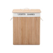 Bamboo Laundry Basket – Bamboo – Natural – 100 L Capacity with 2 Sections and Removable Washable Lining
