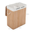 Bamboo Laundry Basket – Bamboo – Natural – 100 L Capacity with 2 Sections and Removable Washable Lining