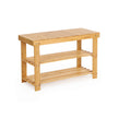 Bamboo Shoe Bench – Solid Bamboo – Natural – 3-Tier Storage Organizer