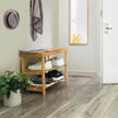 Bamboo Shoe Bench – Solid Bamboo – Natural – 3-Tier Storage Organizer