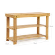 Bamboo Shoe Bench – Solid Bamboo – Natural – 3-Tier Storage Organizer