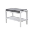 Shoe Bench – Bamboo – White – With Cushion and Storage