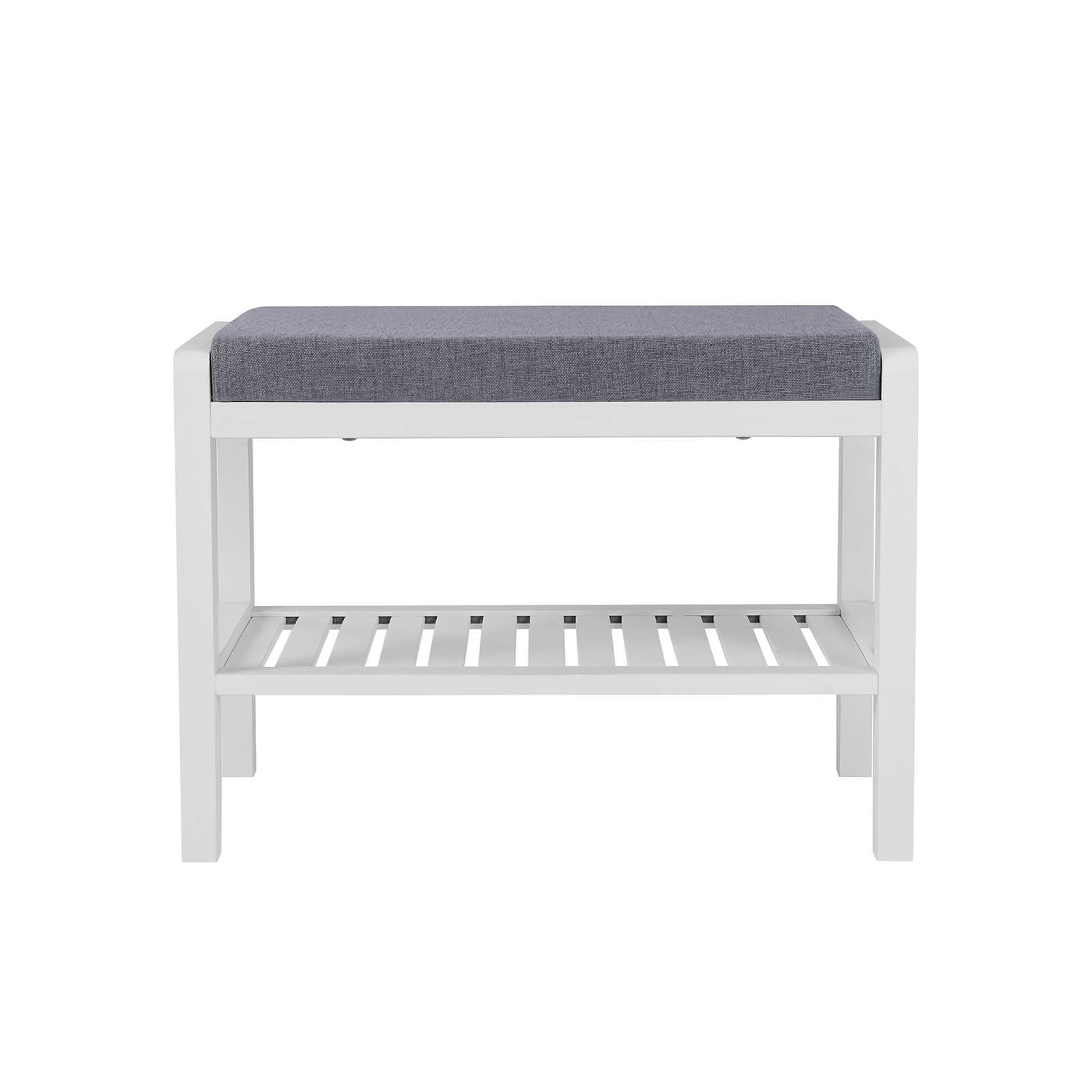 Shoe Bench – Bamboo – White – With Cushion and Storage