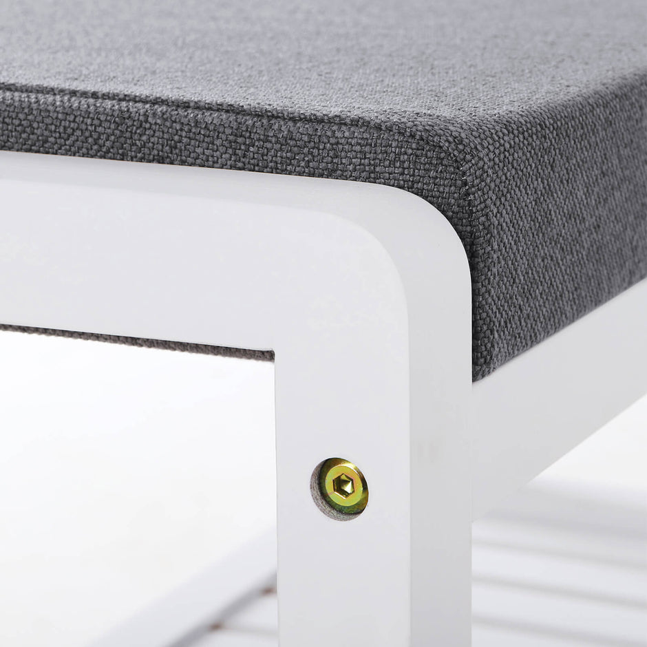 Shoe Bench – Bamboo – White – With Cushion and Storage