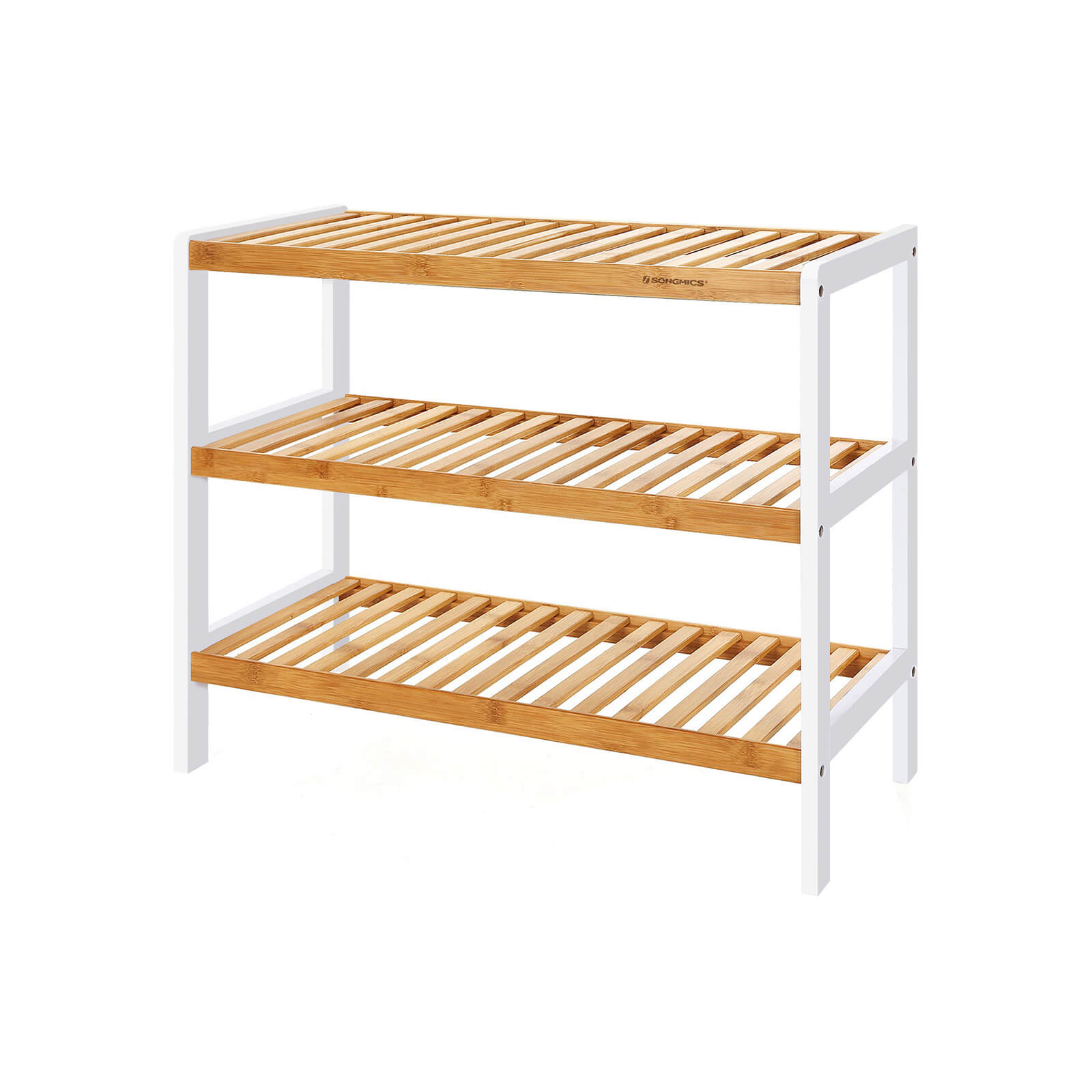 3-Tier Bamboo Shoe Rack – Natural Bamboo – Brown – Stores Up to 12 Pairs of Shoes