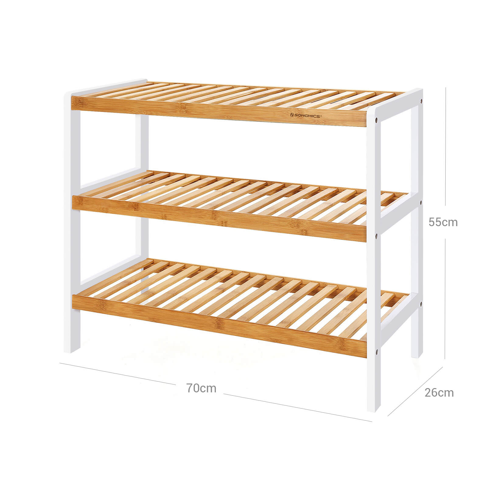 3-Tier Bamboo Shoe Rack – Natural Bamboo – Brown – Stores Up to 12 Pairs of Shoes