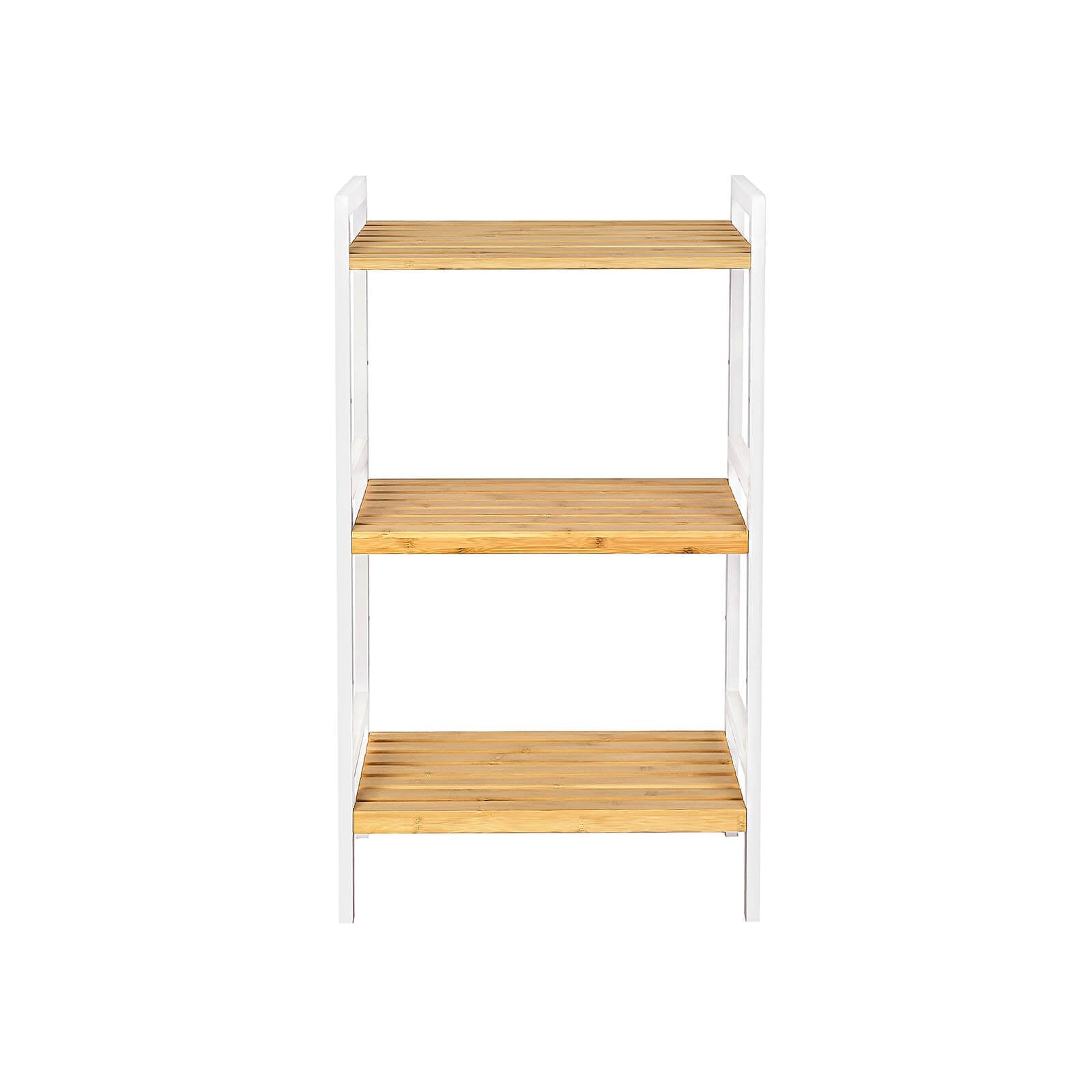 3-Tier Storage Rack – Bamboo – Natural Grain and White – Versatile for Bathroom, Kitchen, and Bedroom