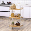 3-Tier Storage Rack – Bamboo – Natural Grain and White – Versatile for Bathroom, Kitchen, and Bedroom
