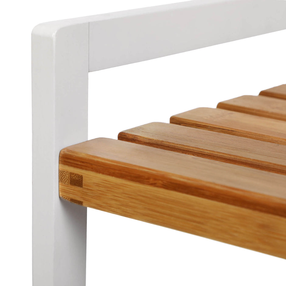 3-Tier Storage Rack – Bamboo – Natural Grain and White – Versatile for Bathroom, Kitchen, and Bedroom