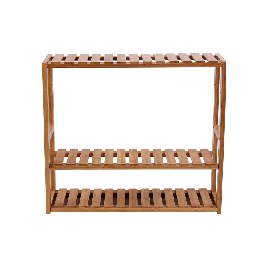 Adjustable Bamboo Storage Shelf – Natural – 3-Tier Design for Bathroom, Kitchen, and Bookshelf Use