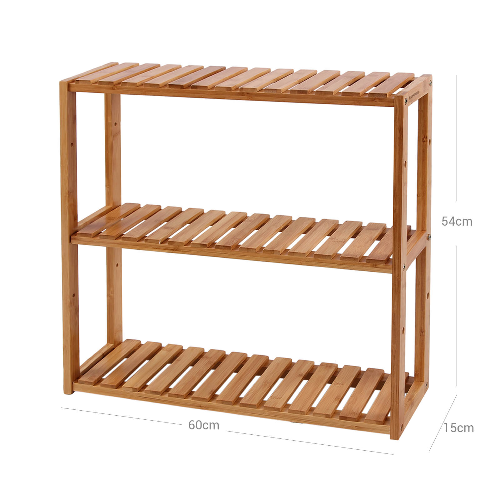 Adjustable Bamboo Storage Shelf – Natural – 3-Tier Design for Bathroom, Kitchen, and Bookshelf Use
