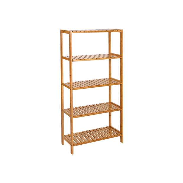 Bamboo Storage Shelf – 5-Tier – Natural – Multi-Purpose for Hallway, Bathroom, Kitchen, Living Room